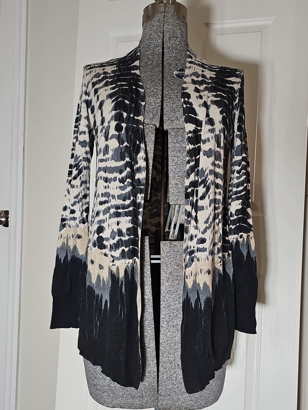 Marks & Spenser Open Front Animal Print Cardigan Sweater Silk Blend Size S